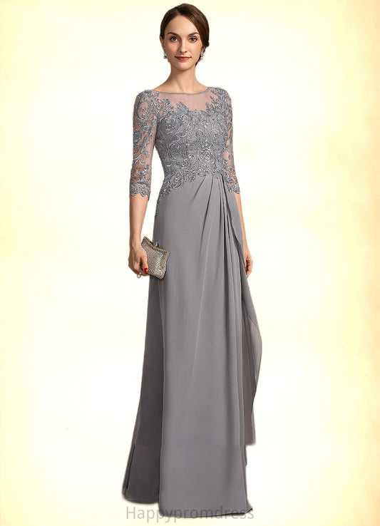 Ruby A-Line Scoop Neck Floor-Length Chiffon Lace Mother of the Bride Dress With Beading Sequins Cascading Ruffles XXS126P0014529
