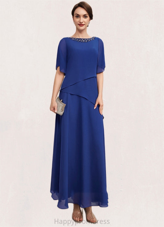 Adalyn A-Line Scoop Neck Ankle-Length Chiffon Mother of the Bride Dress With Beading XXS126P0014544