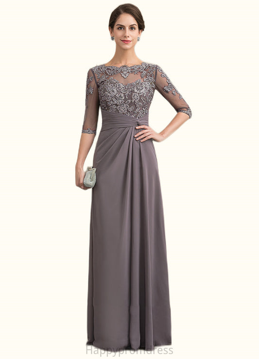 Delaney A-Line Scoop Neck Floor-Length Chiffon Lace Mother of the Bride Dress With Beading Sequins XXS126P0014546