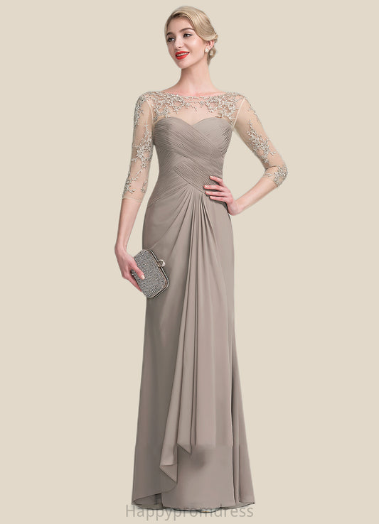 Aria A-Line Scoop Neck Floor-Length Chiffon Lace Mother of the Bride Dress With Beading Sequins Cascading Ruffles XXS126P0014551