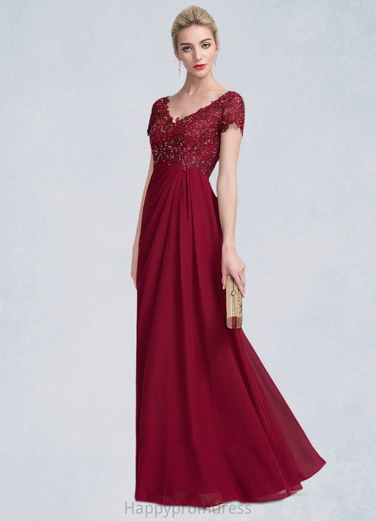 Guadalupe A-Line V-neck Floor-Length Chiffon Lace Mother of the Bride Dress With Ruffle Beading XXS126P0014569