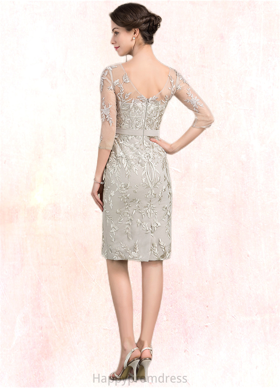 Bella Sheath/Column V-neck Knee-Length Lace Mother of the Bride Dress XXS126P0014570