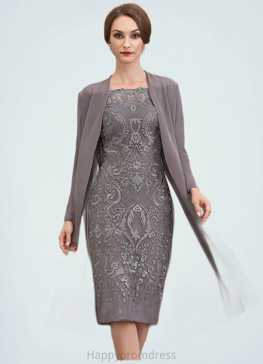 Lilyana Sheath/Column Off-the-Shoulder Knee-Length Lace Mother of the Bride Dress XXS126P0014595