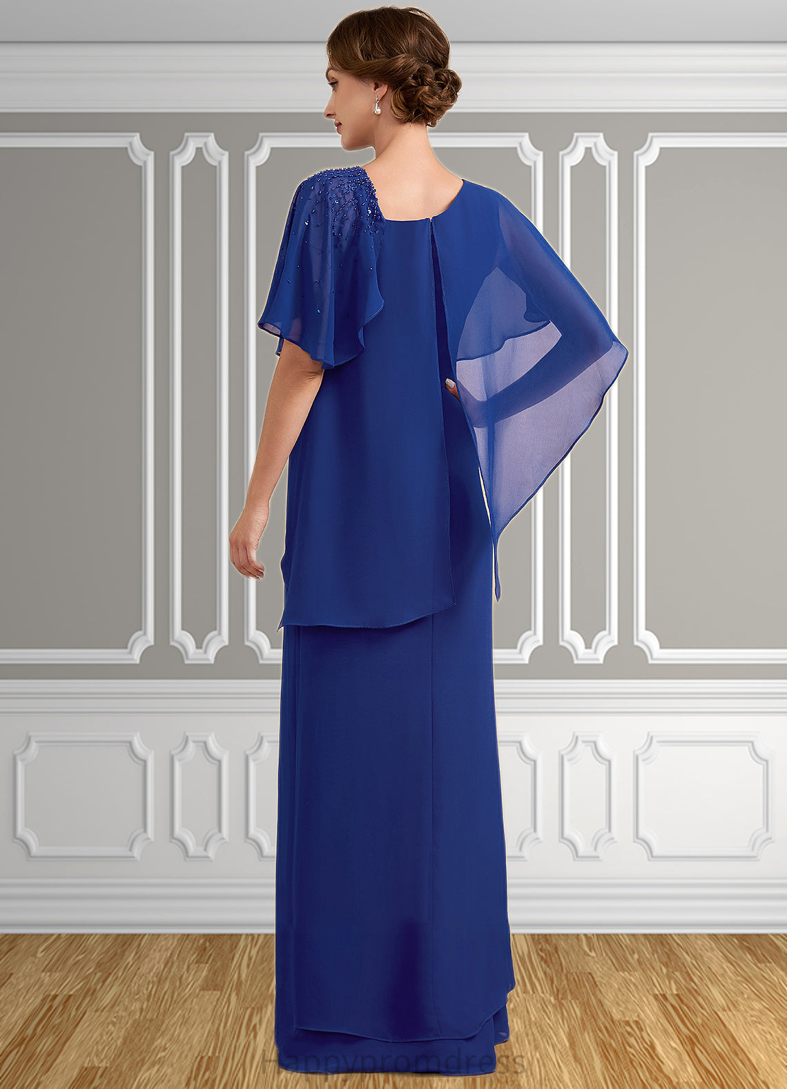 Carolina A-Line V-neck Floor-Length Chiffon Mother of the Bride Dress With Beading Sequins XXS126P0014600