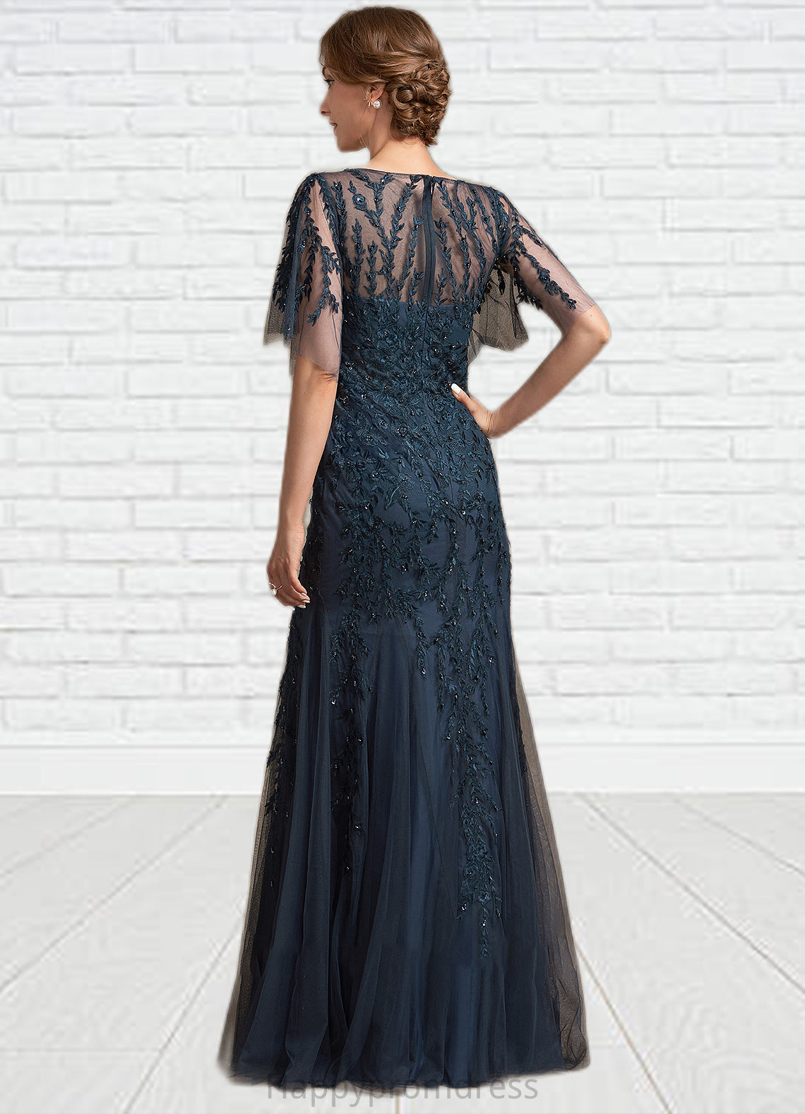 Nadia Trumpet/Mermaid Scoop Neck Floor-Length Tulle Lace Mother of the Bride Dress With Sequins XXS126P0014625