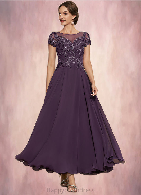 Anabella A-Line Scoop Neck Ankle-Length Chiffon Lace Mother of the Bride Dress With Sequins XXS126P0014626