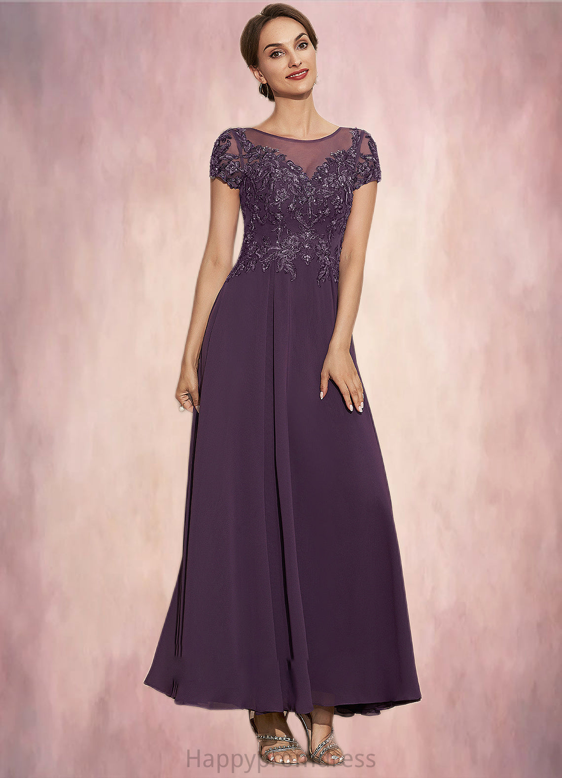 Anabella A-Line Scoop Neck Ankle-Length Chiffon Lace Mother of the Bride Dress With Sequins XXS126P0014626