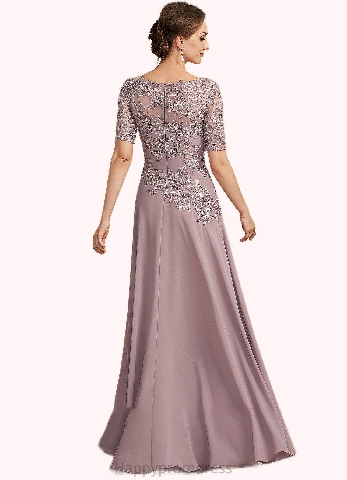 Reese A-Line Scoop Neck Floor-Length Chiffon Lace Mother of the Bride Dress XXS126P0014628