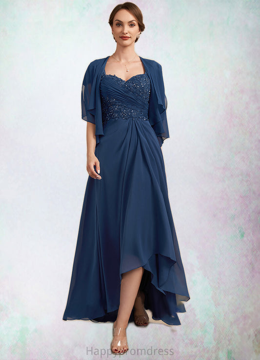 Maureen A-Line Sweetheart Asymmetrical Chiffon Lace Mother of the Bride Dress With Ruffle Beading Sequins XXS126P0014663