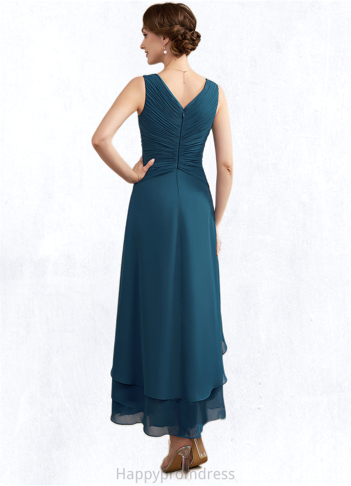 Rosalind A-Line V-neck Asymmetrical Chiffon Mother of the Bride Dress With Ruffle Beading Sequins XXS126P0014671