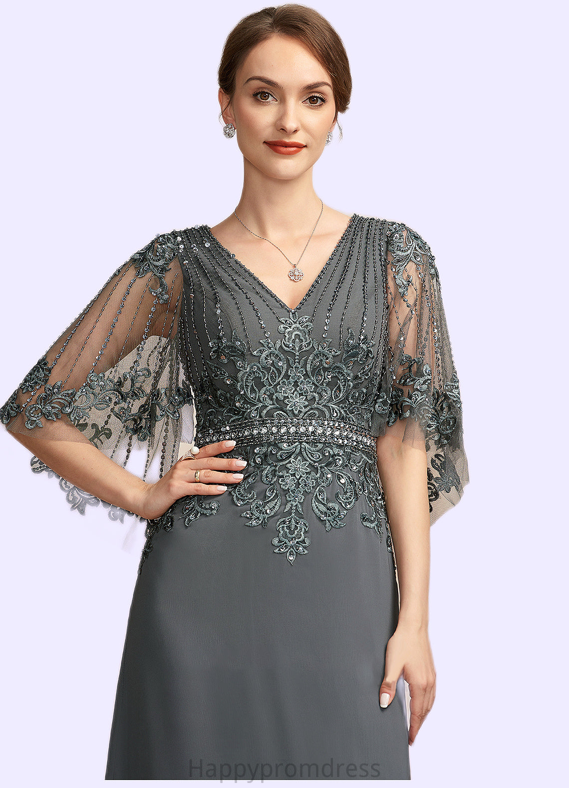 Simone A-Line V-neck Floor-Length Chiffon Lace Mother of the Bride Dress With Beading Sequins XXS126P0014674