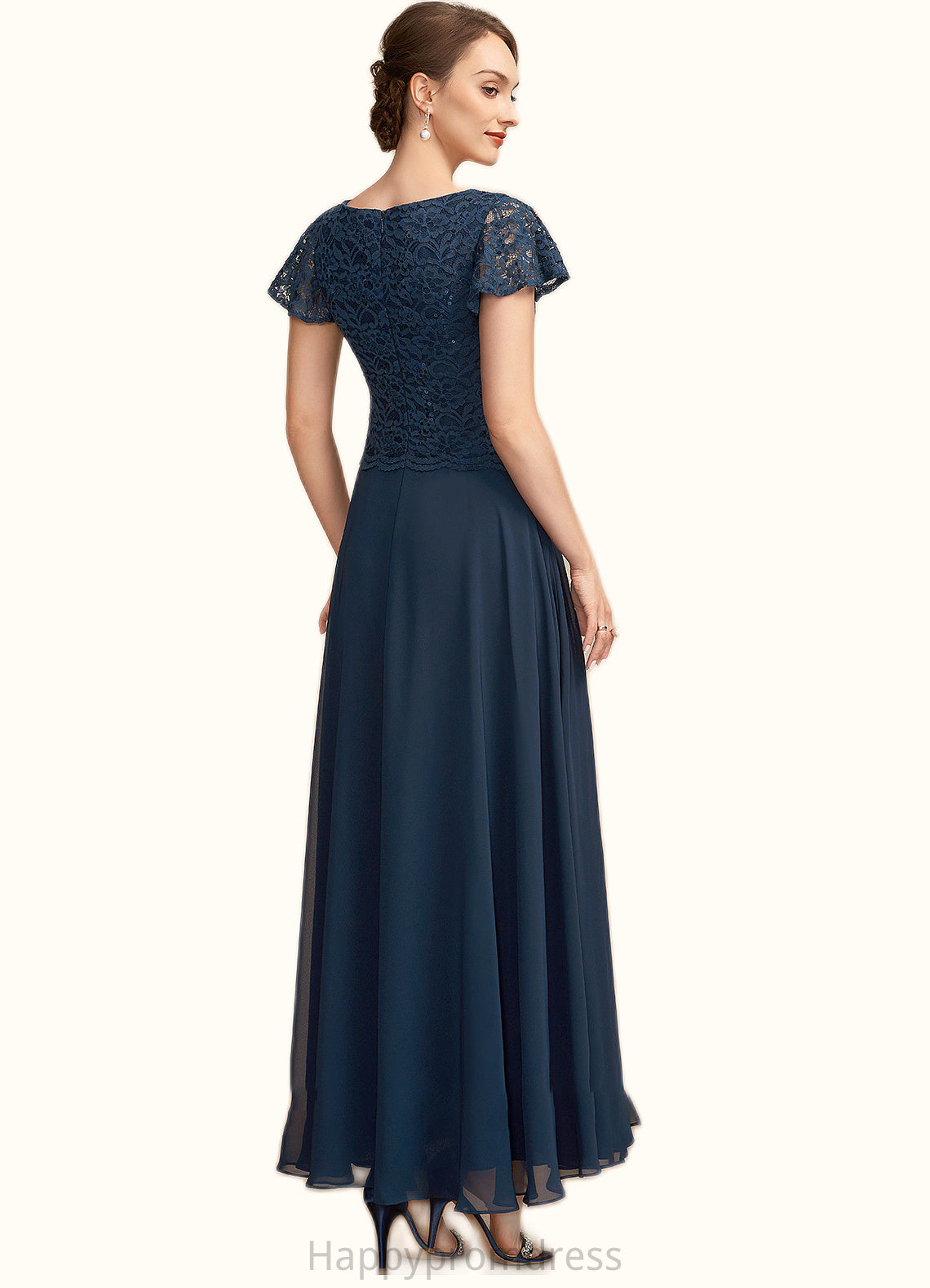 Maya A-Line Scoop Neck Ankle-Length Chiffon Lace Mother of the Bride Dress With Sequins XXS126P0014701