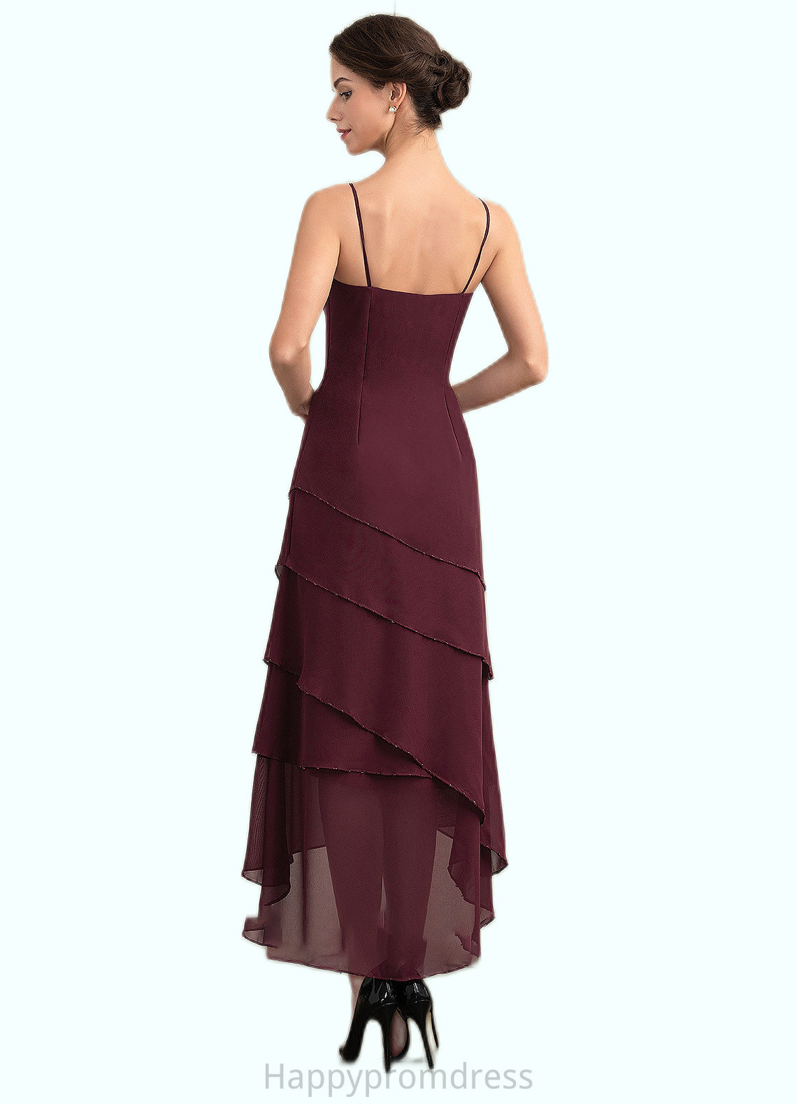 Aria A-Line Scoop Neck Asymmetrical Chiffon Mother of the Bride Dress With Beading XXS126P0014710