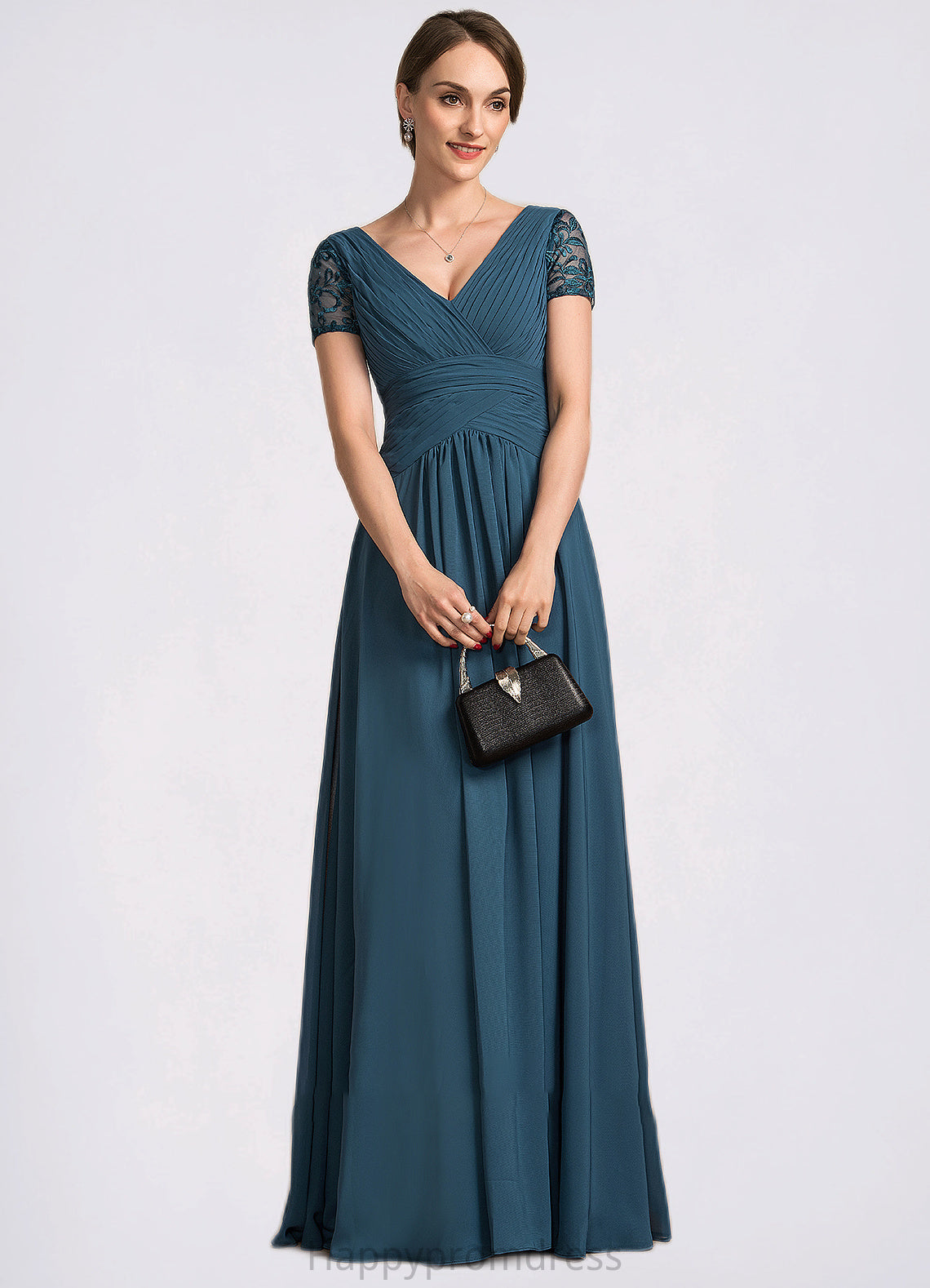 Peyton A-Line V-neck Floor-Length Chiffon Mother of the Bride Dress With Lace XXS126P0014713