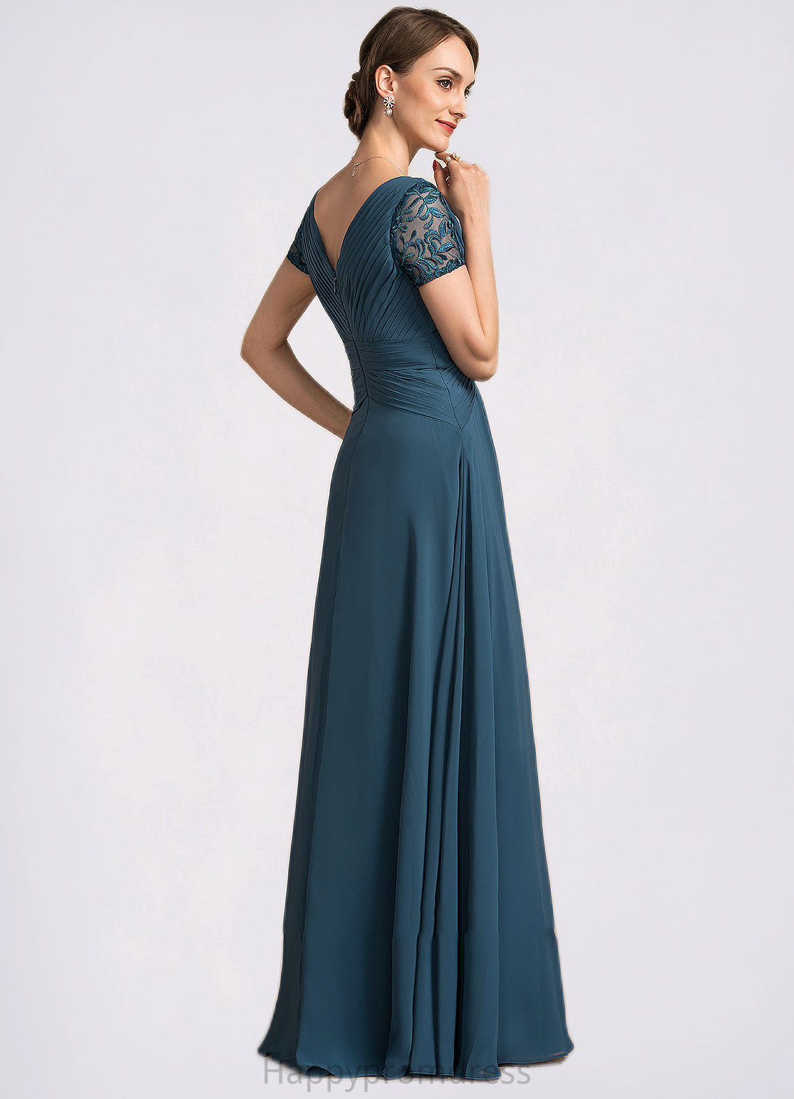 Peyton A-Line V-neck Floor-Length Chiffon Mother of the Bride Dress With Lace XXS126P0014713