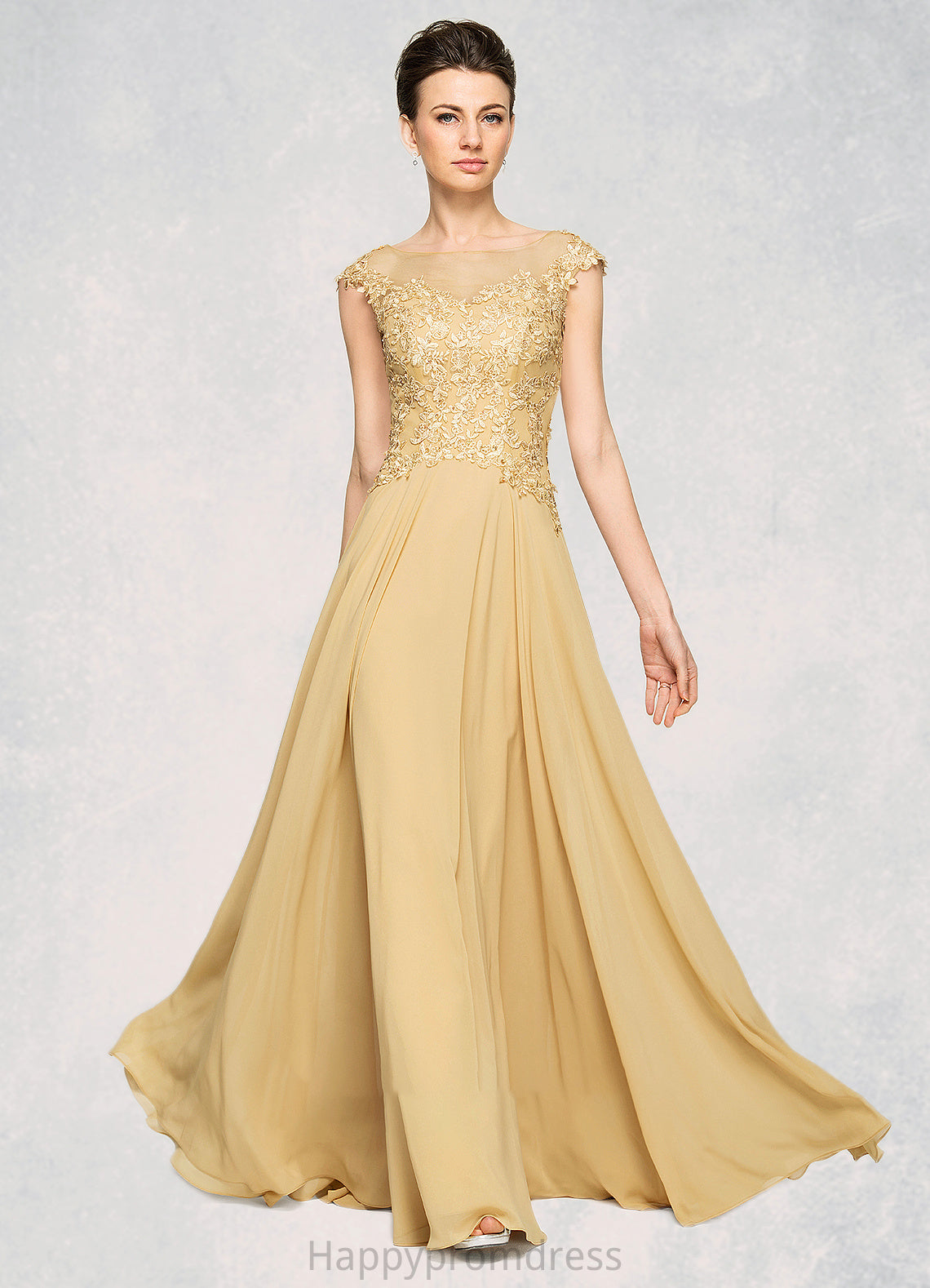 Sally A-Line Scoop Neck Floor-Length Chiffon Lace Mother of the Bride Dress With Beading Sequins XXS126P0014717