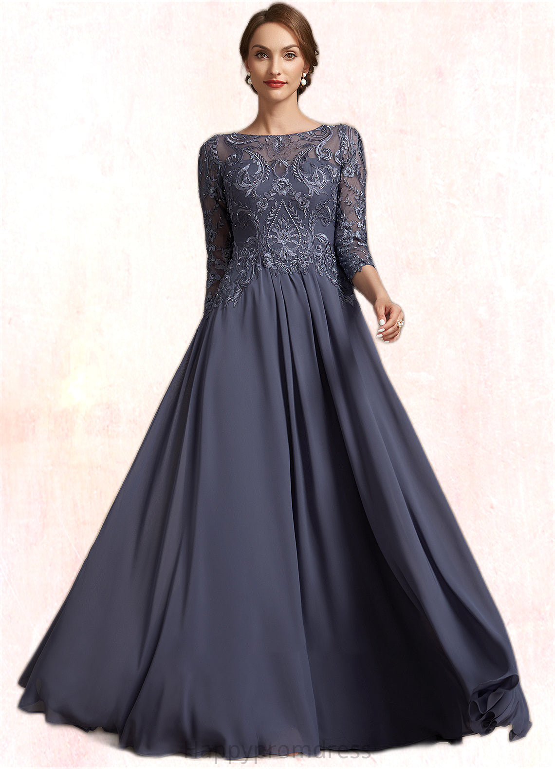 Kennedy A-Line Scoop Neck Floor-Length Chiffon Lace Mother of the Bride Dress XXS126P0014719