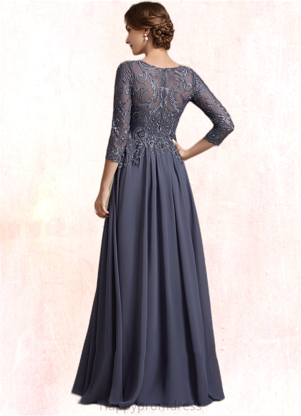 Kennedy A-Line Scoop Neck Floor-Length Chiffon Lace Mother of the Bride Dress XXS126P0014719