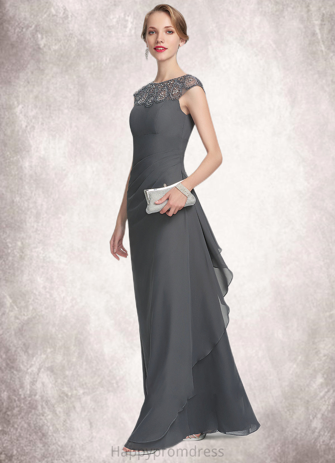 Alissa A-Line Scoop Neck Floor-Length Chiffon Mother of the Bride Dress With Beading Sequins Cascading Ruffles XXS126P0014721