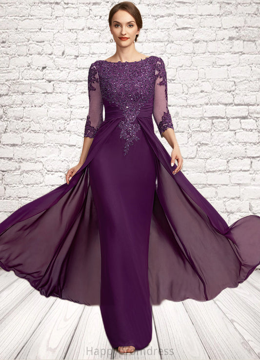 Lisa A-Line Scoop Neck Floor-Length Chiffon Lace Mother of the Bride Dress With Beading Sequins XXS126P0014738