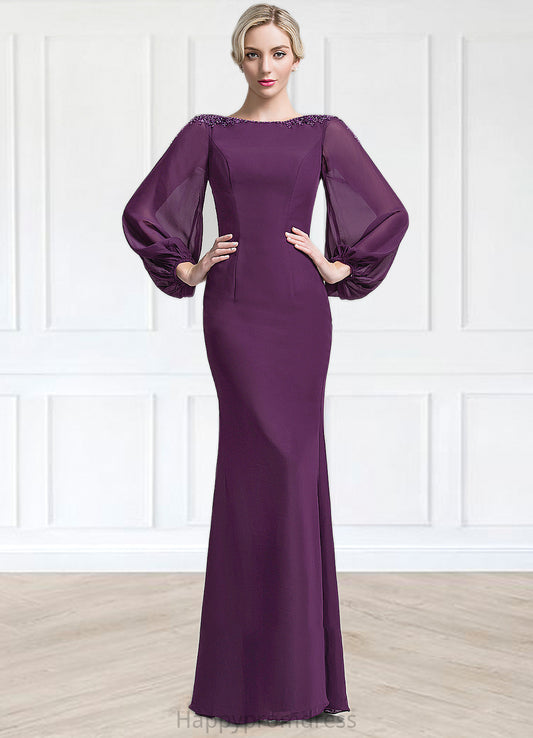Lindsay Trumpet/Mermaid Scoop Neck Floor-Length Chiffon Mother of the Bride Dress With Beading Sequins XXS126P0014748