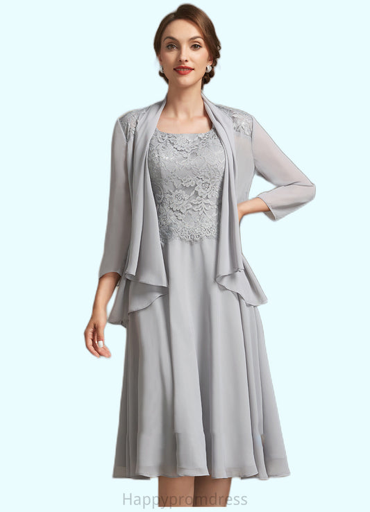 Sienna A-Line Square Neckline Knee-Length Chiffon Lace Mother of the Bride Dress XXS126P0014759
