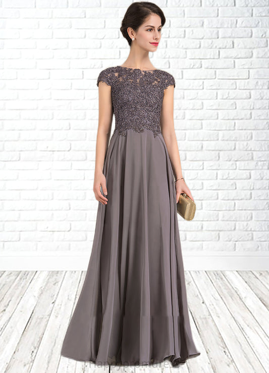 Riley A-Line Scoop Neck Floor-Length Chiffon Lace Mother of the Bride Dress With Beading XXS126P0014761