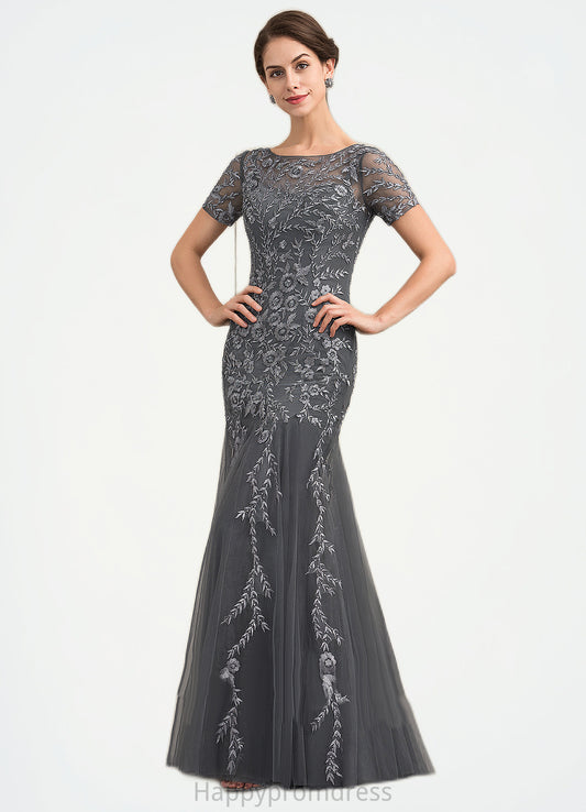Jo Trumpet/Mermaid Scoop Neck Floor-Length Tulle Lace Mother of the Bride Dress With Beading Sequins XXS126P0014767