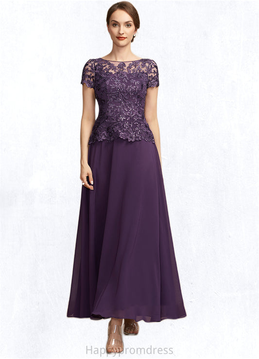 Rosa A-Line Scoop Neck Ankle-Length Chiffon Lace Mother of the Bride Dress With Sequins XXS126P0014769