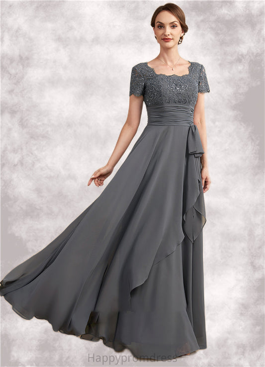 Andrea A-Line Square Neckline Floor-Length Chiffon Lace Mother of the Bride Dress With Ruffle Sequins XXS126P0014770
