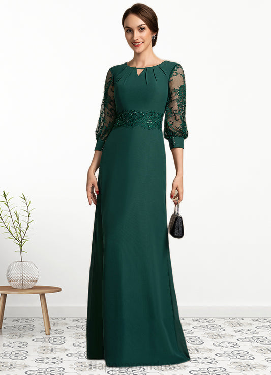 Sandy A-Line Scoop Neck Floor-Length Chiffon Lace Mother of the Bride Dress With Beading Sequins XXS126P0014773
