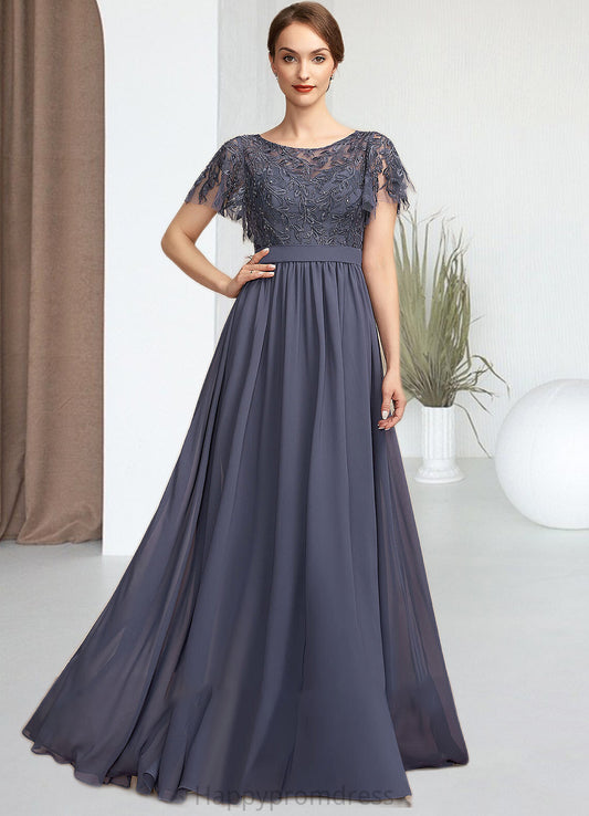 Iyana A-Line Scoop Neck Floor-Length Chiffon Lace Mother of the Bride Dress With Sequins XXS126P0014775