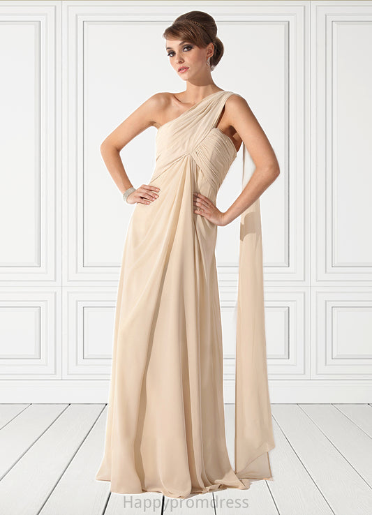 Paris Empire One-Shoulder Floor-Length Chiffon Mother of the Bride Dress With Ruffle XXS126P0014777