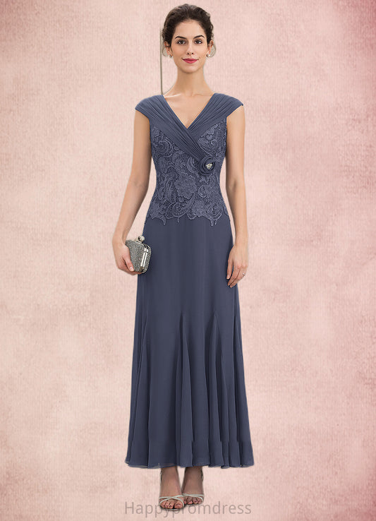 Payten A-Line V-neck Ankle-Length Chiffon Lace Mother of the Bride Dress With Ruffle Beading XXS126P0014971