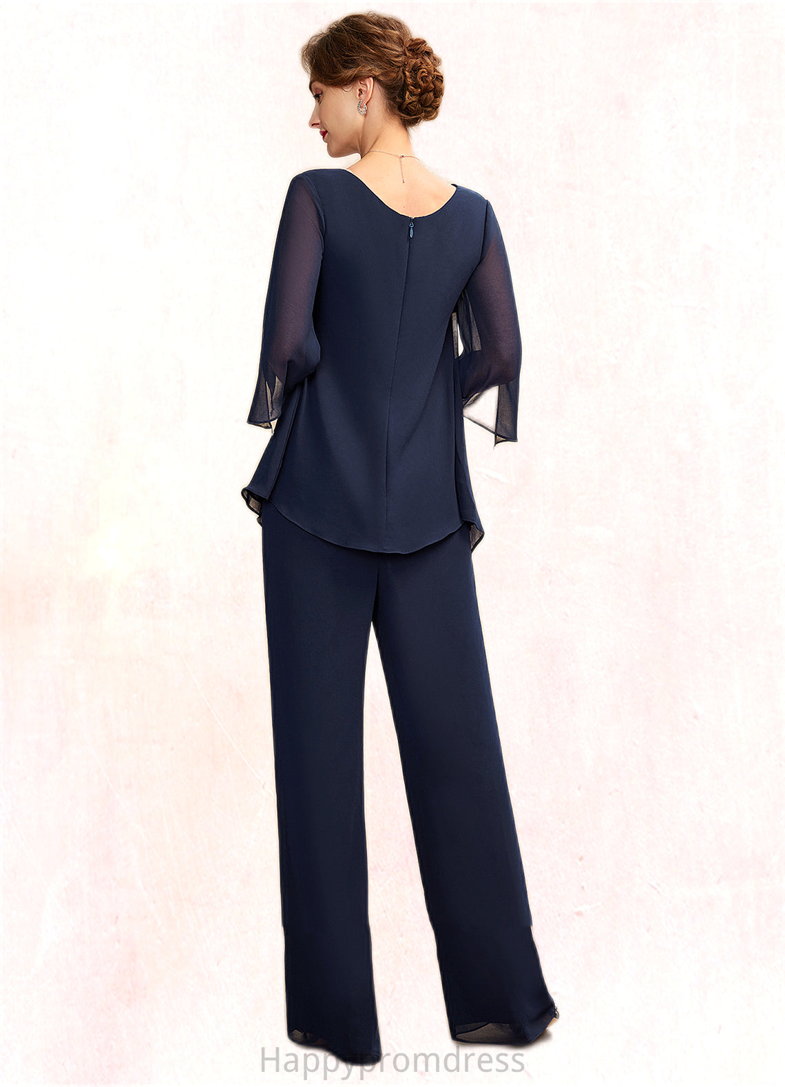 Sierra Jumpsuit/Pantsuit V-neck Floor-Length Chiffon Mother of the Bride Dress With Cascading Ruffles XXS126P0015019