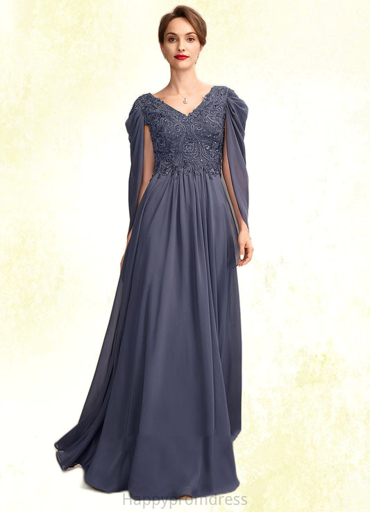 Susanna A-Line V-neck Floor-Length Chiffon Lace Mother of the Bride Dress With Beading Sequins XXS126P0015022