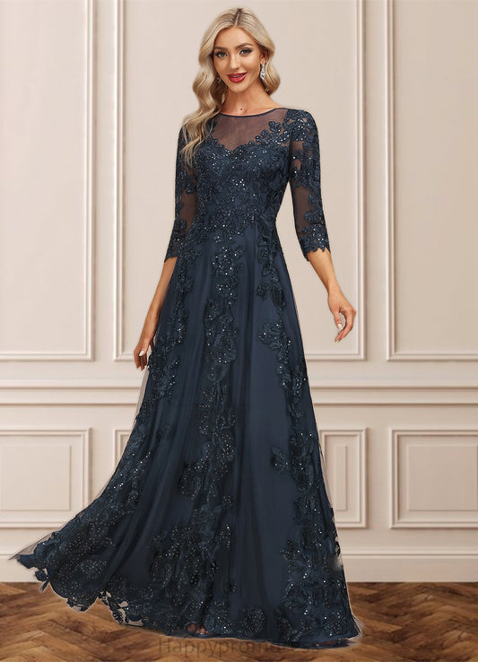 Daniella A-line Scoop Illusion Floor-Length Lace Tulle Mother of the Bride Dress With Sequins XXSP0021631