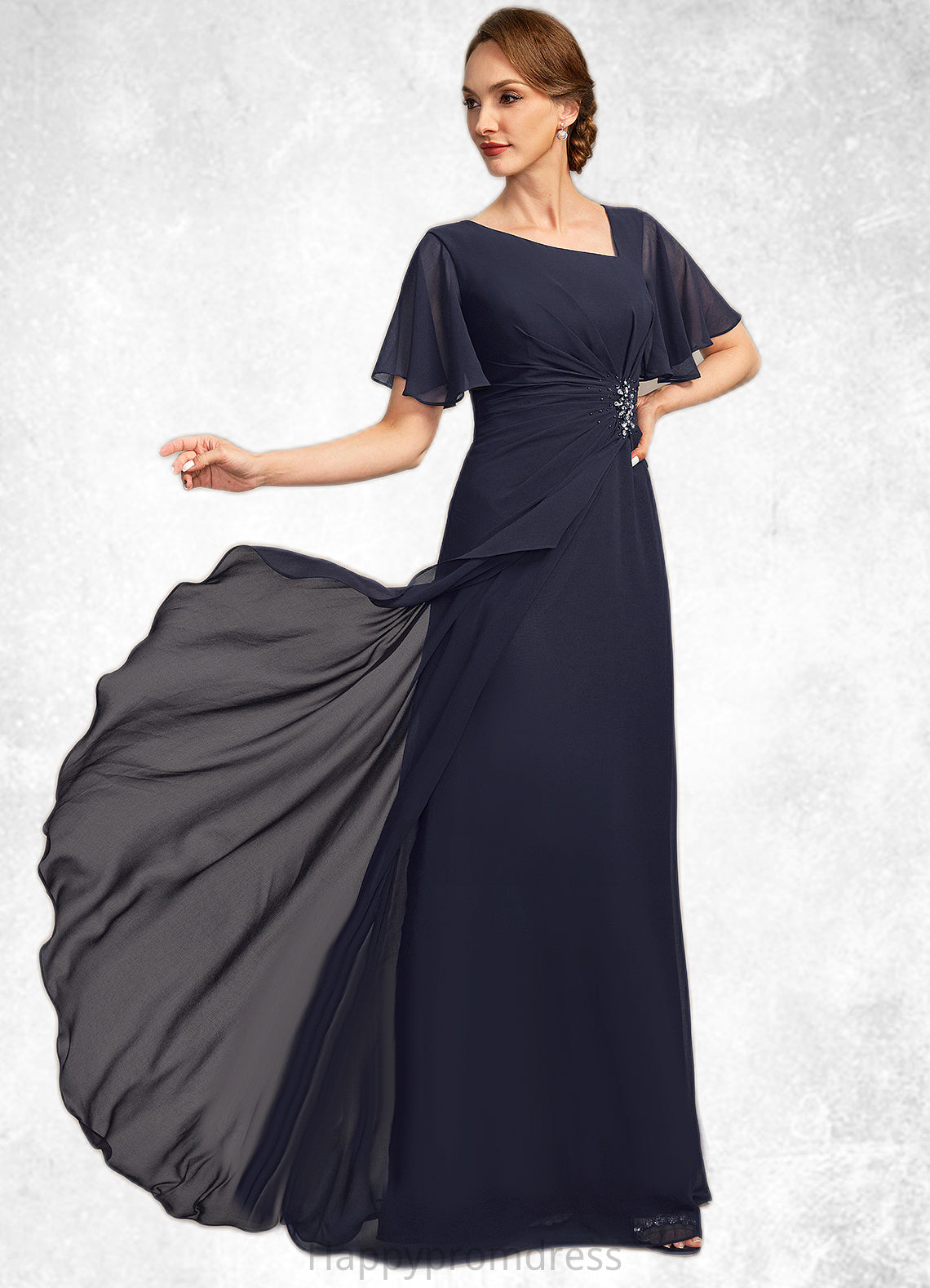 Adalynn A-line Asymmetrical Floor-Length Chiffon Mother of the Bride Dress With Beading Pleated Sequins XXSP0021660