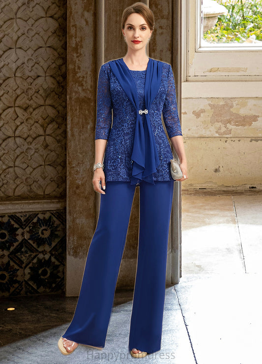 Liana Jumpsuit/Pantsuit Separates Scoop Floor-Length Chiffon Lace Mother of the Bride Dress XXSP0021703