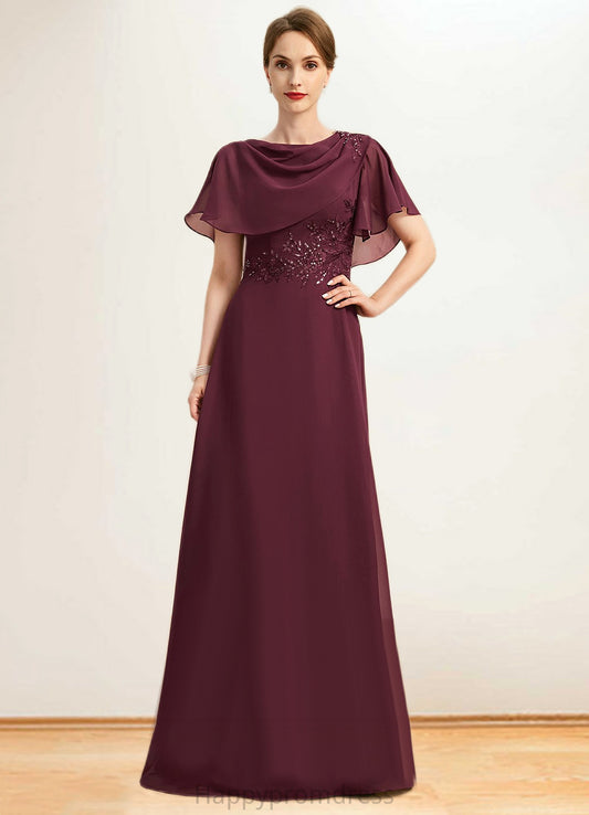 Scarlett A-line Scoop Floor-Length Chiffon Mother of the Bride Dress With Appliques Lace Sequins XXSP0021707