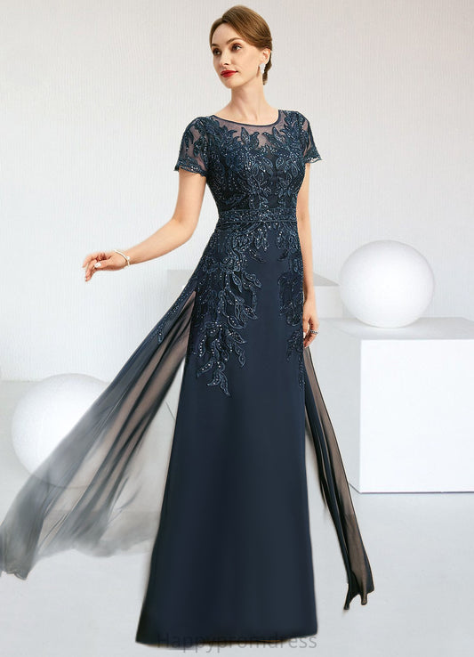 Yasmine Sheath/Column Scoop Illusion Floor-Length Chiffon Lace Mother of the Bride Dress With Sequins XXSP0021709