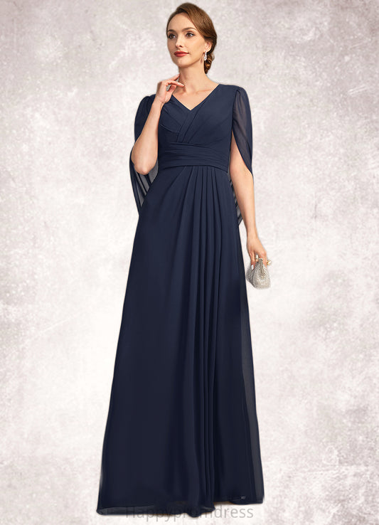 Gabriella A-line V-Neck Floor-Length Chiffon Mother of the Bride Dress With Pleated XXSP0021734