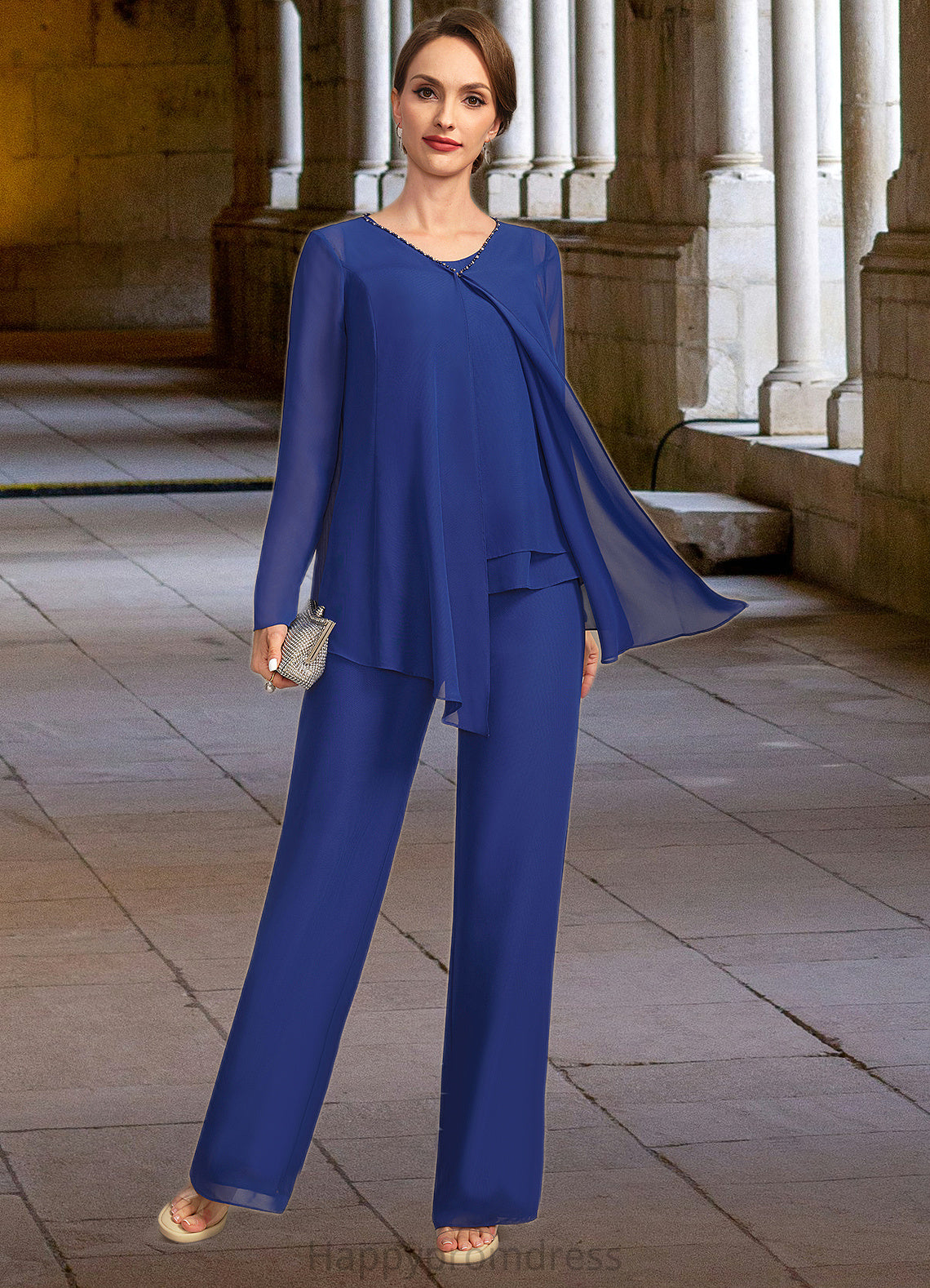 Alexandra Jumpsuit/Pantsuit Separates Scoop Floor-Length Chiffon Mother of the Bride Dress XXSP0021744