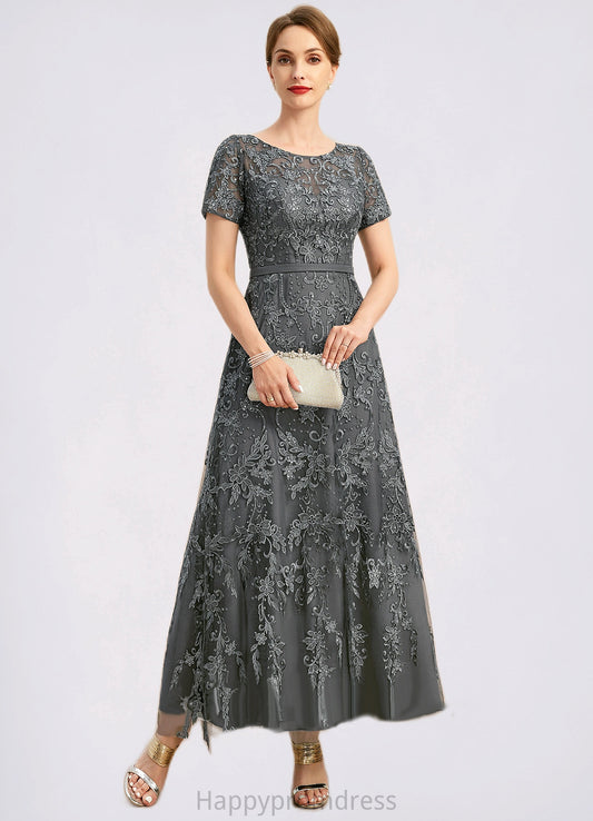 Lila A-line Scoop Illusion Ankle-Length Chiffon Lace Mother of the Bride Dress With Sequins XXSP0021753