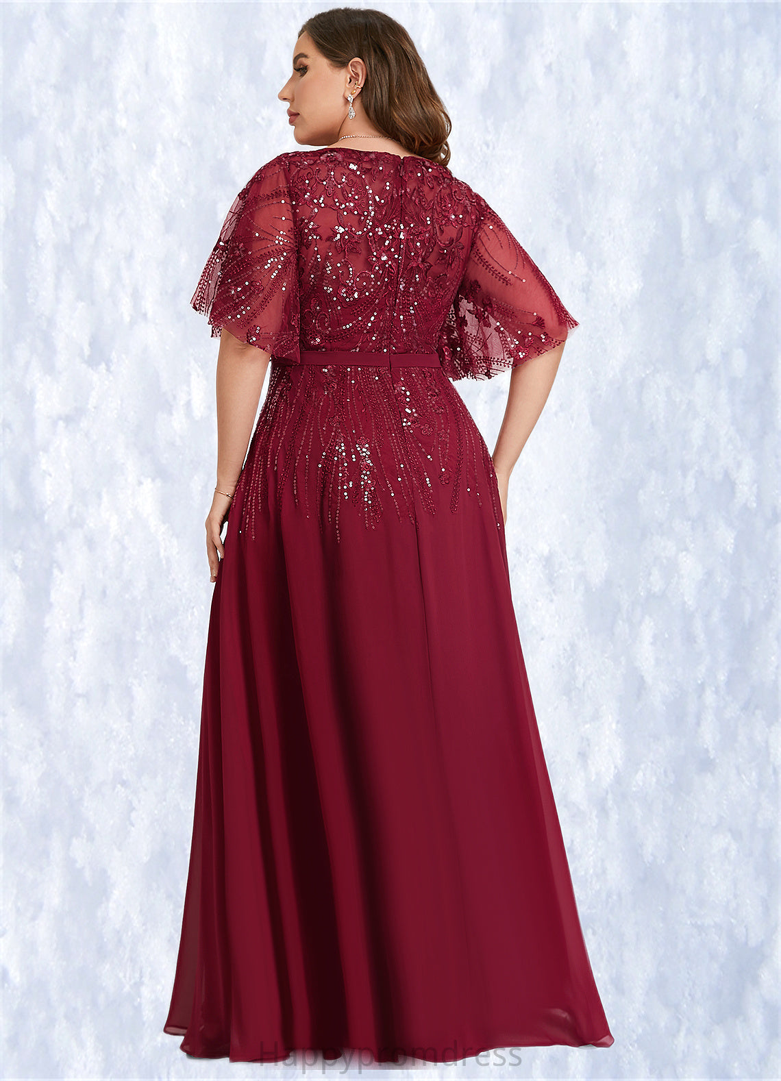 June A-line V-Neck Floor-Length Chiffon Lace Mother of the Bride Dress With Sequins XXSP0021767