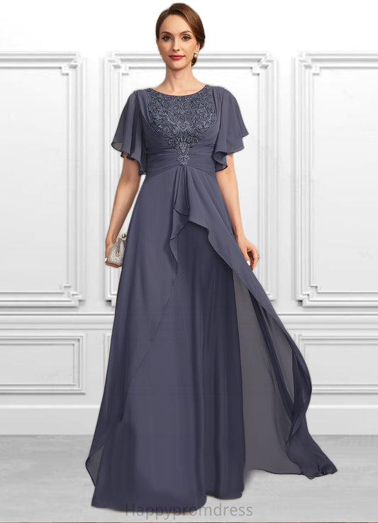 Hayley A-line Scoop Floor-Length Chiffon Lace Mother of the Bride Dress With Pleated XXSP0021780