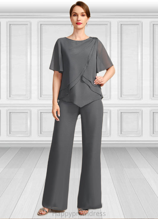 Nora Jumpsuit/Pantsuit Separates Scoop Floor-Length Chiffon Mother of the Bride Dress With Beading XXSP0021783