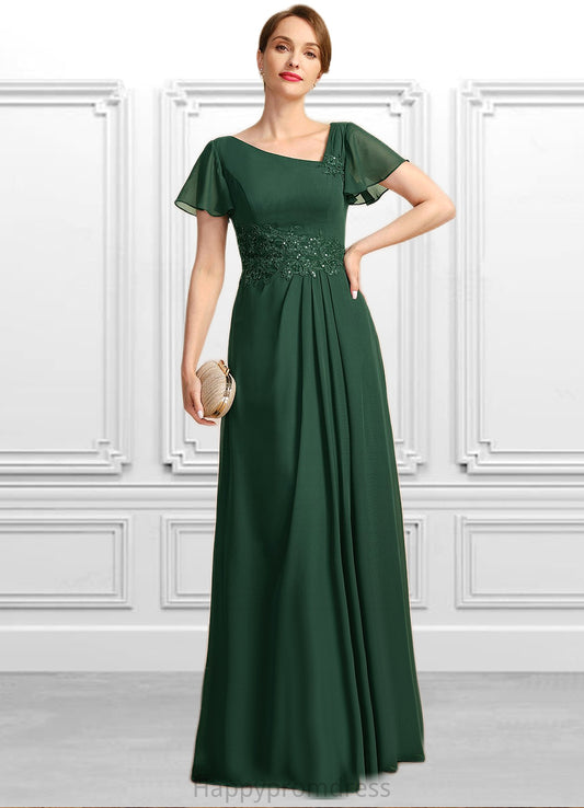 Lilian A-line Asymmetrical Floor-Length Chiffon Mother of the Bride Dress With Appliques Lace Sequins XXSP0021792