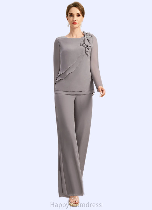Tania Jumpsuit/Pantsuit Separates Scoop Floor-Length Chiffon Mother of the Bride Dress With Bow XXSP0021808