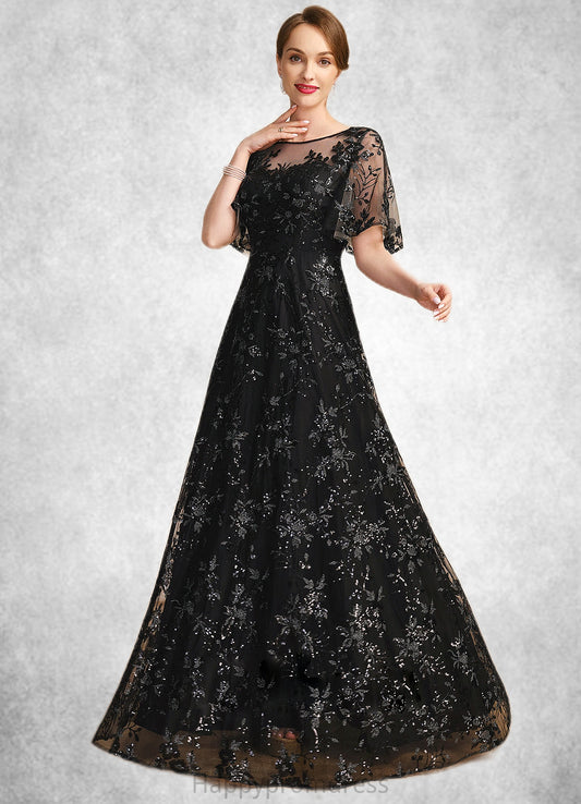 Nayeli A-line Scoop Illusion Floor-Length Lace Sequin Mother of the Bride Dress XXSP0021815